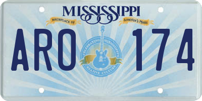 MS license plate ARO174