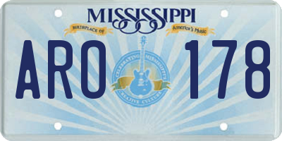 MS license plate ARO178