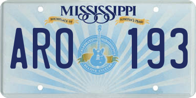 MS license plate ARO193