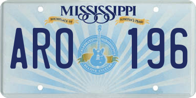 MS license plate ARO196