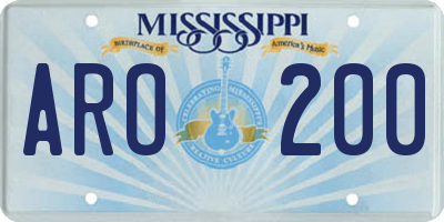 MS license plate ARO200
