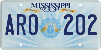 MS license plate ARO202