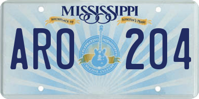 MS license plate ARO204