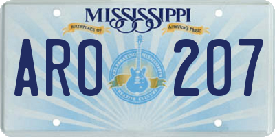 MS license plate ARO207