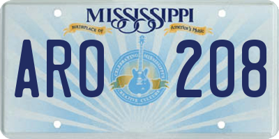 MS license plate ARO208
