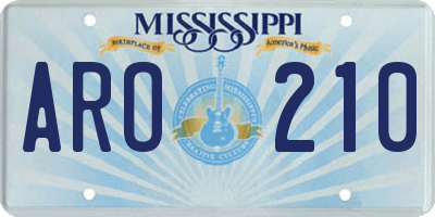 MS license plate ARO210