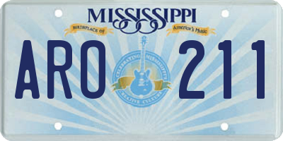 MS license plate ARO211