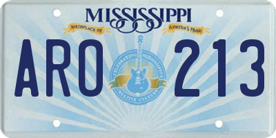 MS license plate ARO213