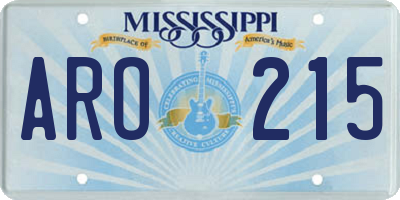 MS license plate ARO215