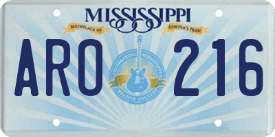 MS license plate ARO216