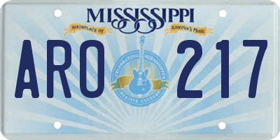MS license plate ARO217