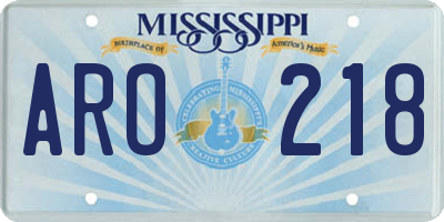 MS license plate ARO218