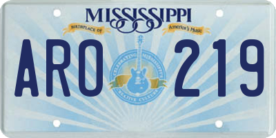 MS license plate ARO219