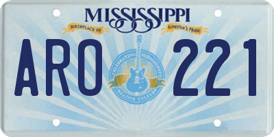 MS license plate ARO221