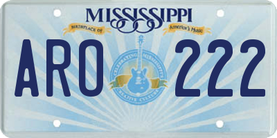 MS license plate ARO222
