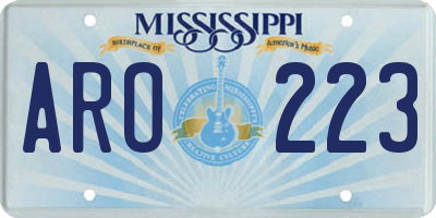 MS license plate ARO223