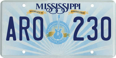 MS license plate ARO230