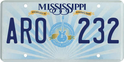 MS license plate ARO232
