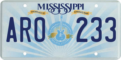 MS license plate ARO233