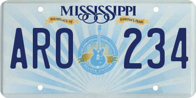 MS license plate ARO234