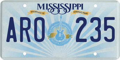 MS license plate ARO235