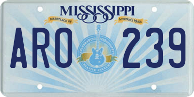 MS license plate ARO239