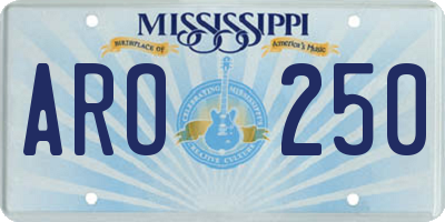 MS license plate ARO250