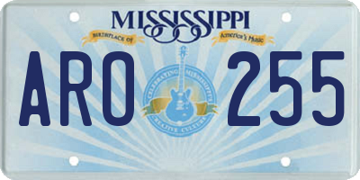 MS license plate ARO255