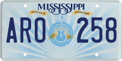 MS license plate ARO258