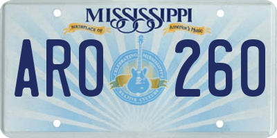 MS license plate ARO260