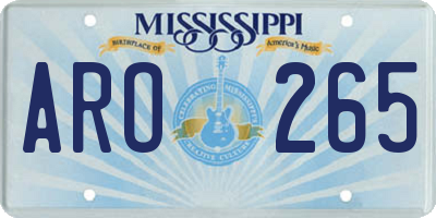 MS license plate ARO265