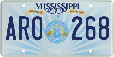 MS license plate ARO268