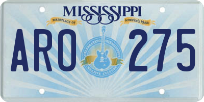 MS license plate ARO275
