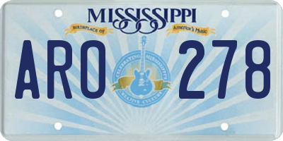 MS license plate ARO278