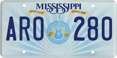 MS license plate ARO280