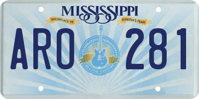 MS license plate ARO281