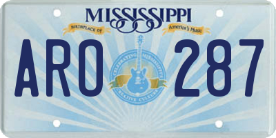 MS license plate ARO287