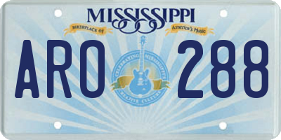MS license plate ARO288