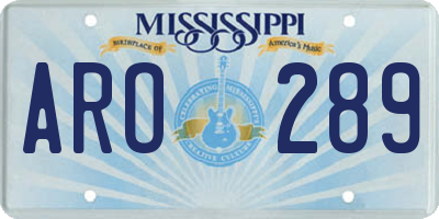 MS license plate ARO289