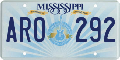 MS license plate ARO292