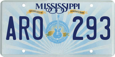 MS license plate ARO293