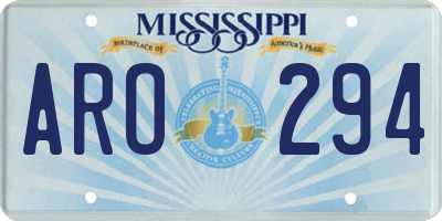 MS license plate ARO294
