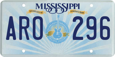 MS license plate ARO296