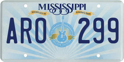 MS license plate ARO299