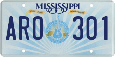 MS license plate ARO301