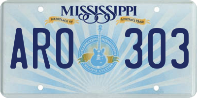 MS license plate ARO303
