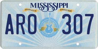 MS license plate ARO307