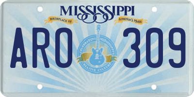 MS license plate ARO309