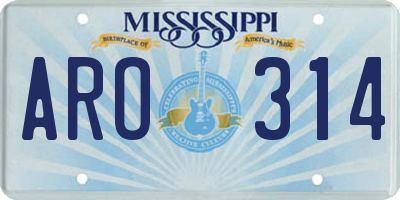 MS license plate ARO314