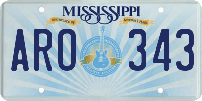 MS license plate ARO343